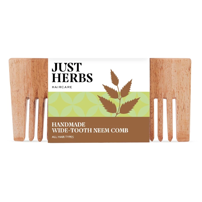 Just Herbs Handmade Wooden Neem Comb for Hair Growth and Hairfall Control for Men & Women, 34.5 g-2.webp